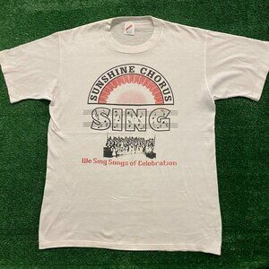 Vintage 80s Church Choir Chorus Singing T-Shirt White L Single Stitch Paper Thin
